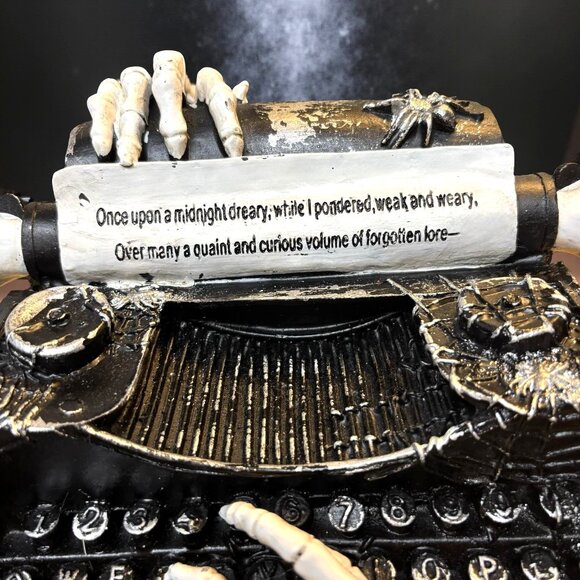 Halloween Typewriter Skeleton Hand Resin Poe Spooky Table Top Decor Figurine - Picture 6 of 9
